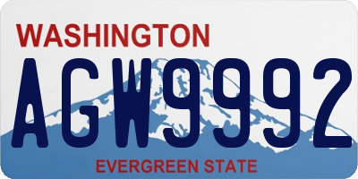 WA license plate AGW9992