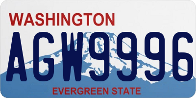 WA license plate AGW9996