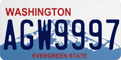 WA license plate AGW9997