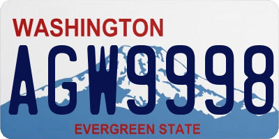 WA license plate AGW9998
