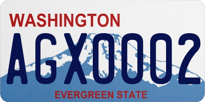 WA license plate AGX0002