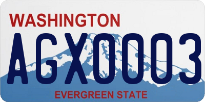 WA license plate AGX0003