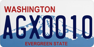 WA license plate AGX0010