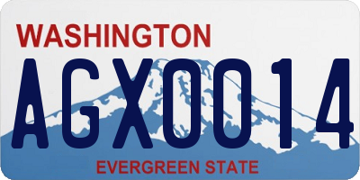 WA license plate AGX0014
