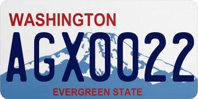 WA license plate AGX0022