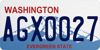 WA license plate AGX0027