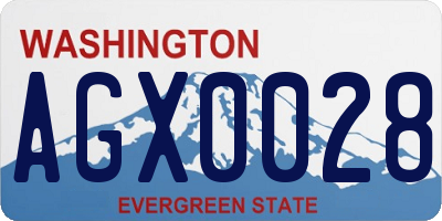 WA license plate AGX0028