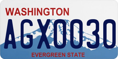 WA license plate AGX0030