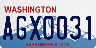 WA license plate AGX0031