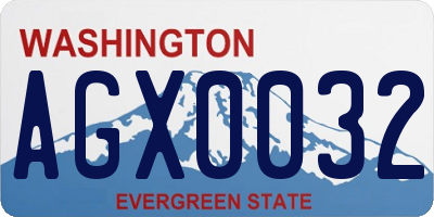 WA license plate AGX0032