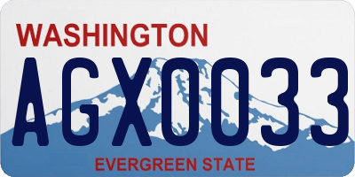 WA license plate AGX0033