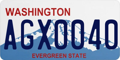 WA license plate AGX0040
