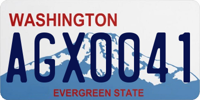 WA license plate AGX0041