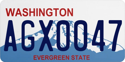WA license plate AGX0047