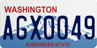 WA license plate AGX0049