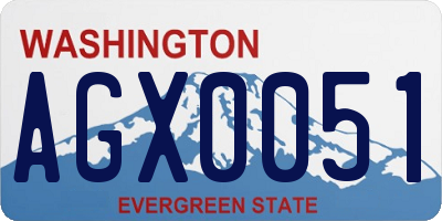 WA license plate AGX0051