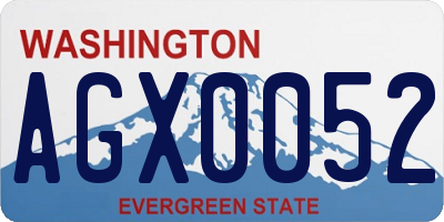 WA license plate AGX0052