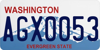 WA license plate AGX0053