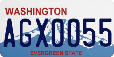WA license plate AGX0055