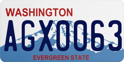 WA license plate AGX0063