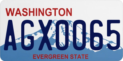 WA license plate AGX0065