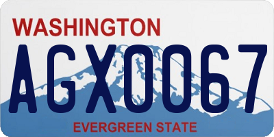 WA license plate AGX0067