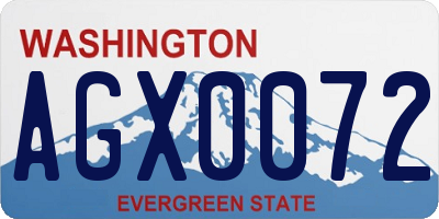 WA license plate AGX0072