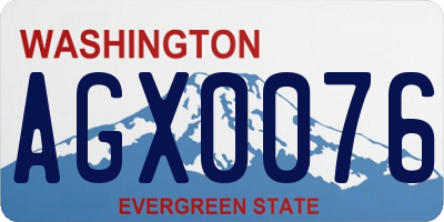 WA license plate AGX0076