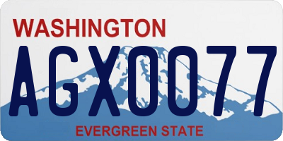 WA license plate AGX0077