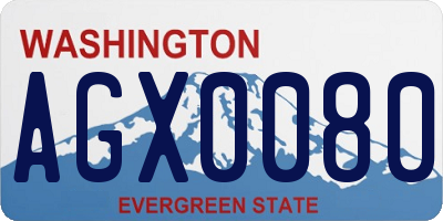 WA license plate AGX0080