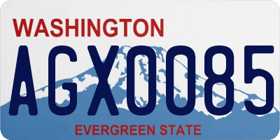 WA license plate AGX0085