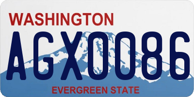 WA license plate AGX0086