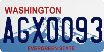 WA license plate AGX0093