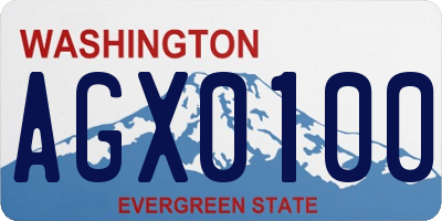 WA license plate AGX0100