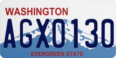 WA license plate AGX0130