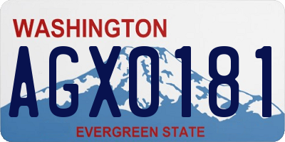 WA license plate AGX0181