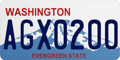 WA license plate AGX0200