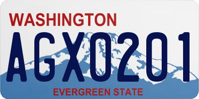 WA license plate AGX0201