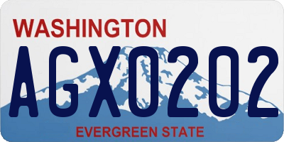 WA license plate AGX0202