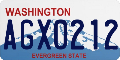 WA license plate AGX0212