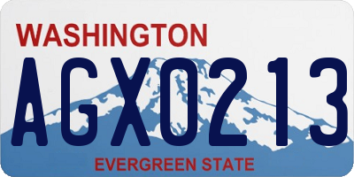 WA license plate AGX0213