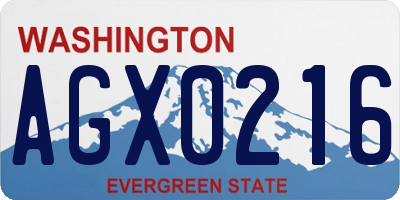 WA license plate AGX0216