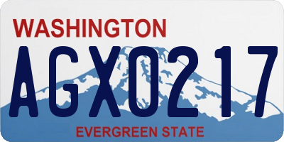WA license plate AGX0217