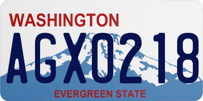WA license plate AGX0218