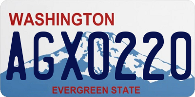 WA license plate AGX0220