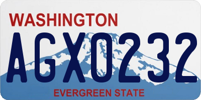 WA license plate AGX0232
