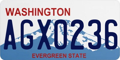 WA license plate AGX0236