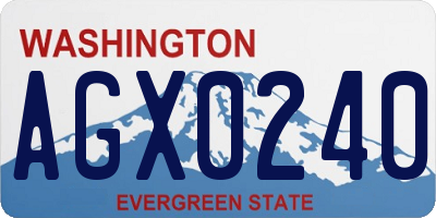 WA license plate AGX0240