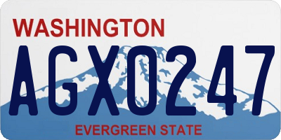 WA license plate AGX0247