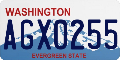 WA license plate AGX0255